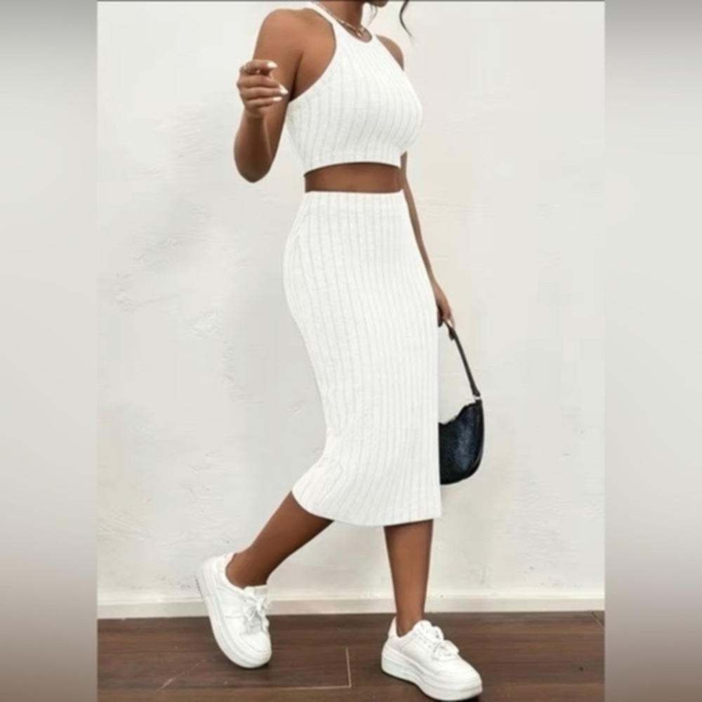 White midi Skirt and cropped top size S